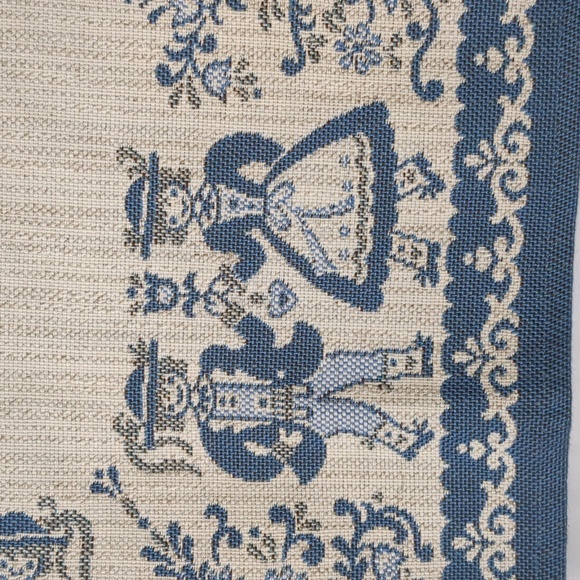 Folk Design Blue & Cream Tablecloth 32" x 32" - Picture 2 of 7